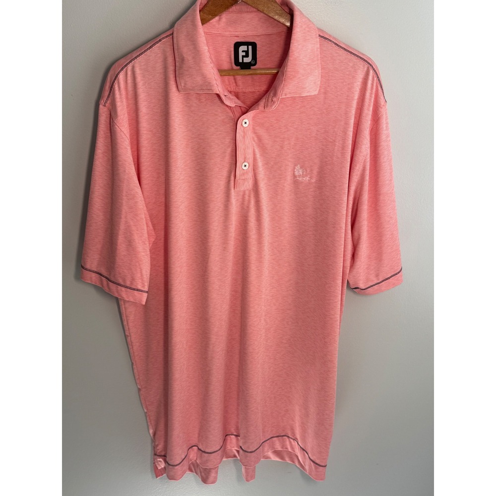 FootJoy Cypress Point Golf Club Polo Shirt Mens XL Coral Striped Performance